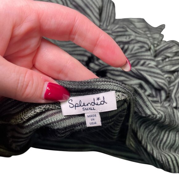 Splendid Gray Green Striped Long Sleeve Top Women’s Size Small Made in USA - Picture 7 of 7